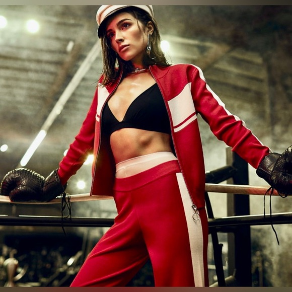 Rare EUC MARLED x OLIVIA CULPO Fashion Track Pants Size L In On Trend Red/ - Picture 9 of 14